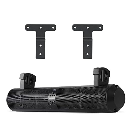 KEMIMOTO UTV Soundbar SxS Speakers X3 Audio Sound bar System with 2X Tweeters and 4X Subwoofers Waterproof Bluetooth Compatible AUX Input USB Port 500W 28" Outdoor Marine Soundbars