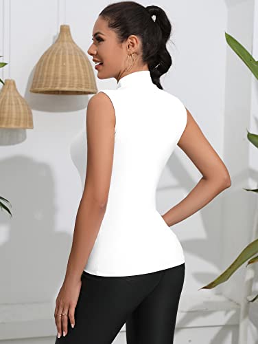 FOUGEDE Women's Mock Turtleneck Long Sleeve/Sleeveless/Half Sleeve/Short Sleeve/Crop Top Basic Fitted Stretch Slim Tops3