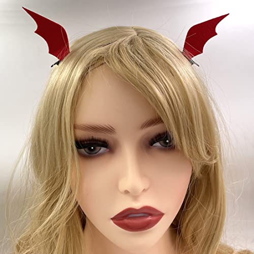 2Pairs Batwing Hair Clips Left & Right Cute Evil Wing Hair Clips Halloween Costume Women Girls Hair Accessories, 1Pair Red + 1Pair Black #TOP5