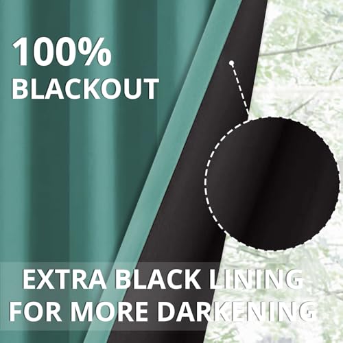 Image of Cloth Fusion 100% Blackout Door Curtains 7 Feet Long Set of 2 with Blackout Lining, Double Layer Room Darkening Parda with Stainless Steel Grommets for Home Decor (7x4 Feet, Arctic Teal)