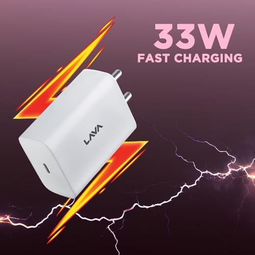 Image of Lava 33W Type C Fast Wall Charger with PD Technology | Fast Charging Compatible with iPhone, iPad, Lava, Samsung Galaxy, Redmi, Mi, Oppo and Other Android Devices with PD 3.0 | Premium Design (White)