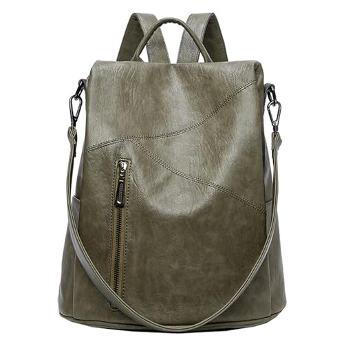 Sac à dos antivol en cuir PU pour femme - Sacoche bandoulière vert élégant