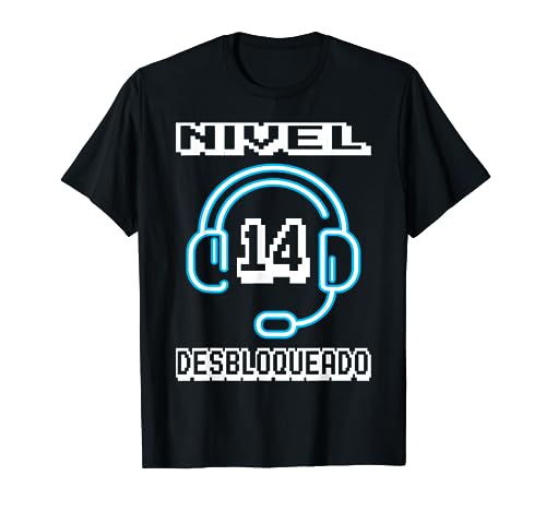 14 anos aniversário presente Gamer nível 14 desbloqueado t-shirt, Preto