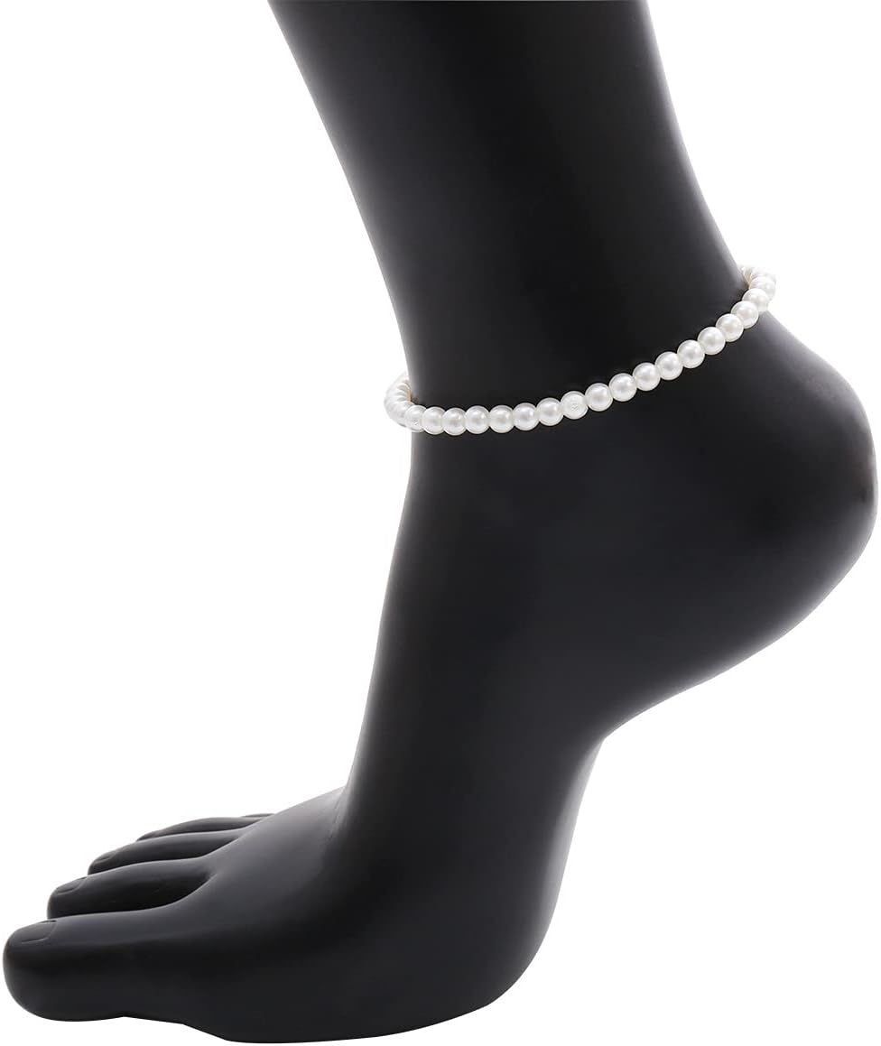 COLORFUL BLING 1Pc Pearl Handmade Anklet Simple Imitation pearls Hand Woven Boho Foot Jewelry Anklet Bracelet Summer Beach for Women - Image 4