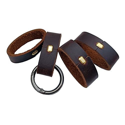 4 pcs leather belt keepers with 1 key ring, handmade leather belt Accessories loop keeper for men and women
