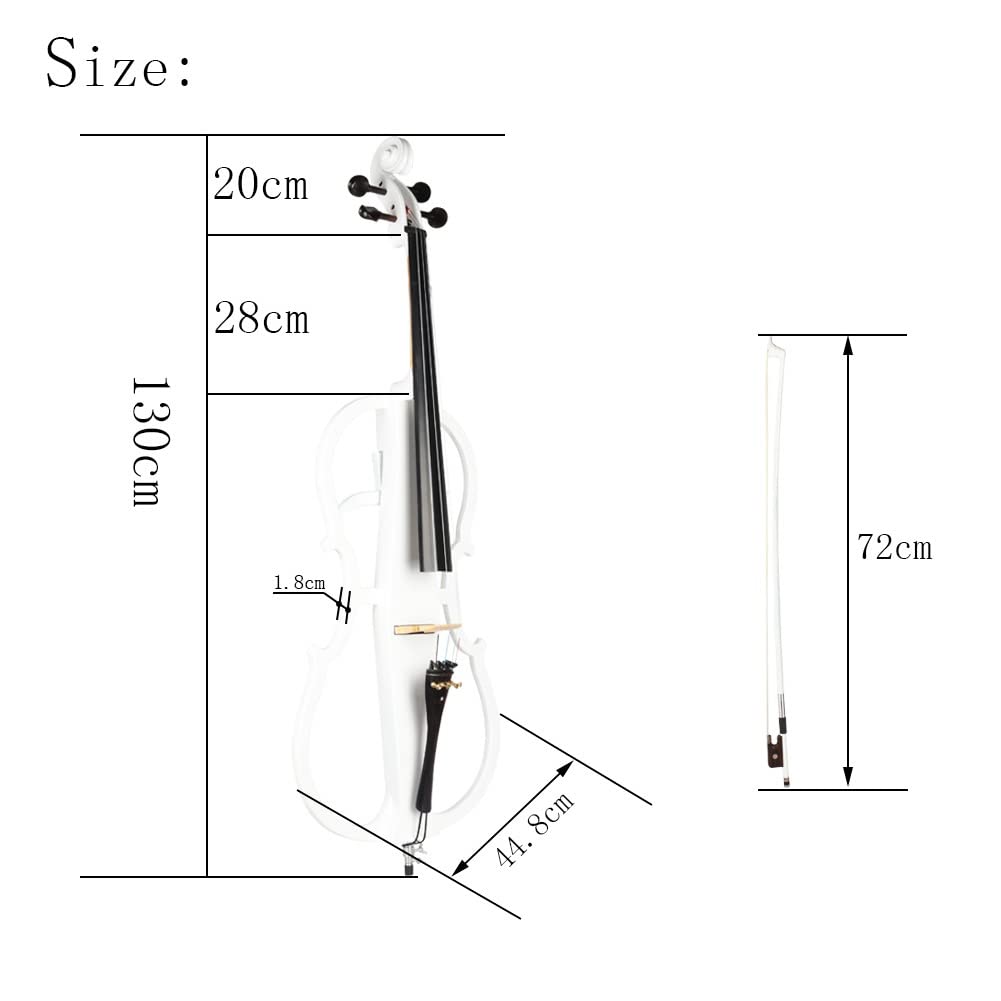 Violoncello elettrico in legno massello 4/4 per principianti adulti con custodia per cuffie con sintonizzatore a ponte ad arco
