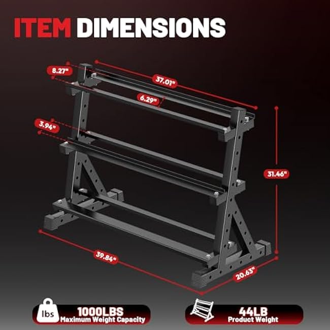 PAPABABE Hex Dumbbell Set with Rack, Rubber Encased Free Weight with Weight Storage Racks, Multiple Weight Options for Home Gym and Fitness