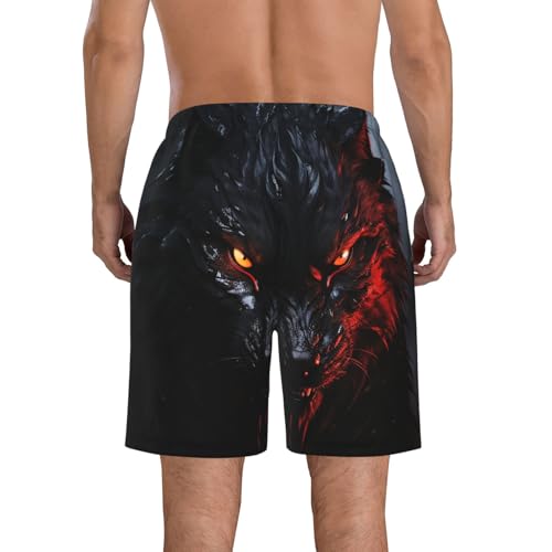 Men's Swim Trunks Quick Dry Board Shorts Mens Bathing Suit Swimsuits Big Black Wolf with red Eyes Beach Shorts with Pockets4