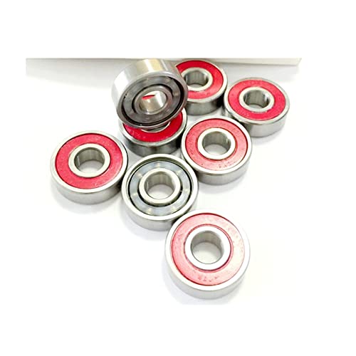 SUOFEILAIMU 608-2rs Skate Board Inline Skates Shoes Bearing Deep ABEC-7 8x22x7mm Groove Ball Longboard Bearings 608 (Color : Red, Size : 8pcs Bearings)