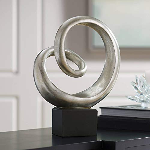 Studio 55D Slanted Spiral 16" High Silver Finish Modern Sculpture #TOP23
