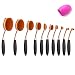 Micup 10 Pcs Professional Oval Makeup Brushes Set Multi-Using Toothbrush Curve Face Cosmetic Brushes (Rose Gold)
