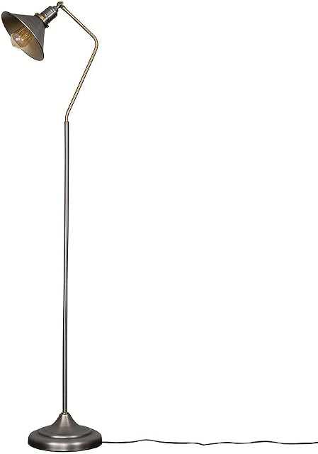 MiniSun Retro Style Aged Nickel & Gold Metal Adjustable Reading/Craft Floor Lamp