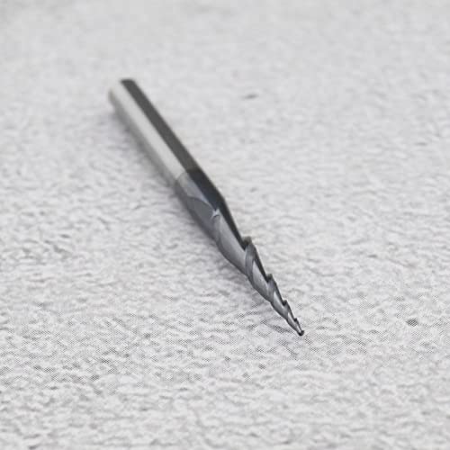 Kegelförmiger Kugelnasenschaftfräser mit 0,25 mm Kugelnase, massives Wolframkarbid, 2 Rillen, TiAIN-beschichtetes CNC-Gravurwerkzeug, 1/8-Zoll-Schaft für CNC-Bearbeitungszentren