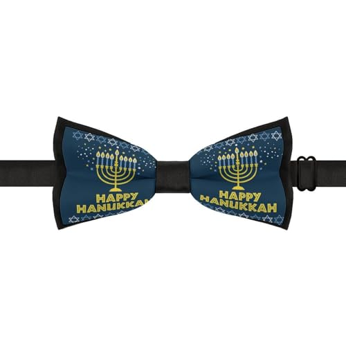 GoasNei Happy Hanukkah Jewish Chanukah Holiday Bow Tie for Men Adjustable Necktie Funny Tie Neck Ties for Weddings Party