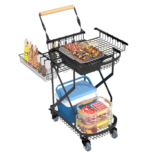 Barbecue portable avec 2 tables d'appoint NADAMOO pliable à charbon