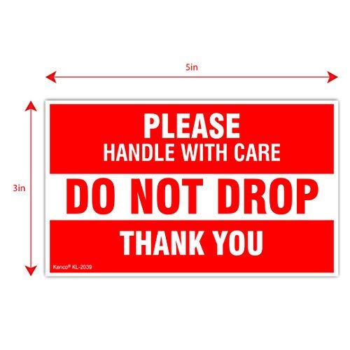 Kenco 3" X 5" Please Handle with Care Do not Drop Thank You Stickers for Shipping and Packing - 500 Labels Per Roll