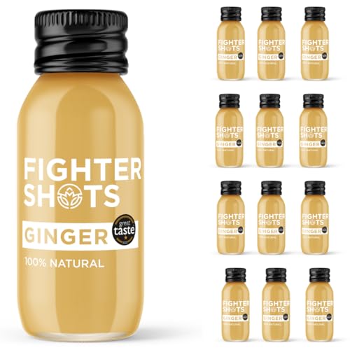 Fighter Shots Gingembre (12x60ml) | 27 g de gingembre frais pressé à froid | 100% Naturel |...