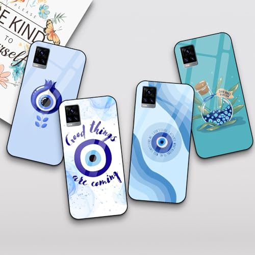 Image of COLORflow Back Cover Compatible with Vivo V20 | Evil Eye Charm Customized | Shockproof TPU Bumper with Camera Protection Back Cover Compatible with Vivo V20