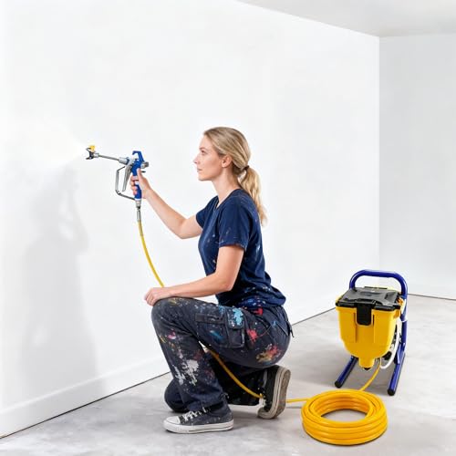 TBANVOO Pistola de Pintura sin Aire para Proyectos de Pintura de Bricolaje, 850W Máquina de Pintura en Aerosol, Control de Flujo Ajustable, Contenedor 4500ml para Paredes, Vallas, Gabinetes