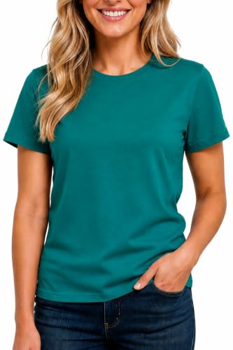 Image of Re Tech UK - Ladies 100% Cotton T Shirts for Women UK, (Teal, L)