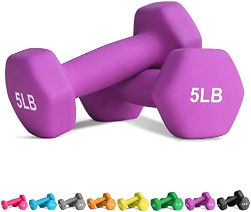Balelinko Hand Weight Neoprene Coated Dumbbell for Home Gym Equipment Workouts Strength Training Free Weights for Women, Men, Seniors and Youth (1, 2, 3, 4, 5, 6, 7, 8, 9, 10, 12, 15 lb)
