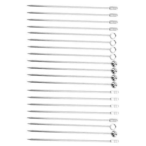Cabilock 20 palitos de coquetel de aço inoxidável, palitos de coquetel de martini, reutilizáveis, fr
