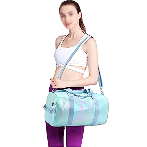 Gym Bag Sports Duffle Bag with Wet Pocket Weekender Overnight Bag with Waterproof Shoe Pouch and Air Hole for Women Girls Travel Foldable Bag