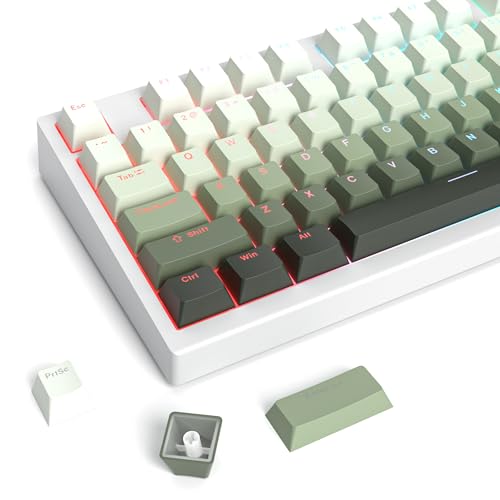 Image of PBT Gradient Green Keycaps, Shine Through Cherry Profile Keycaps, Double Shot Custom Minimalist Style for MX Switched Mechanical Keyboard