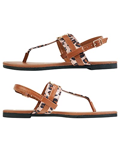 bebe Girls' Sandals - Leopard Print Thong Dress Sandals with Ankle Strap, Open Toe Easter Summer Shoes for Little Girls3