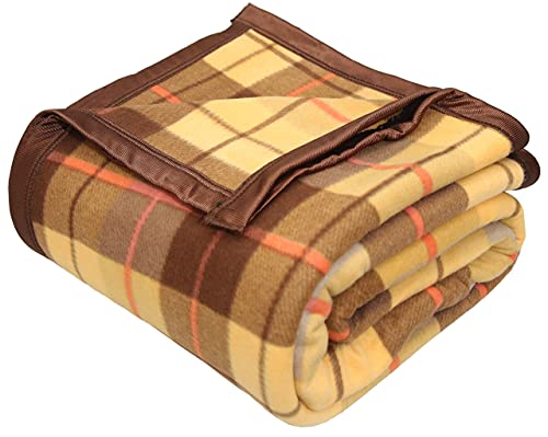 Image of Modern Check All Season Polar Fleece Single Bed Blanket, 60X90 Inches - Yellow, 300 TC