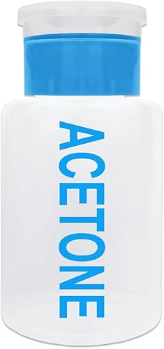 Beauticom Dispensador de botellas vacías etiquetado con acetona azul de 6 onzas (Cantidad 2 piezas)