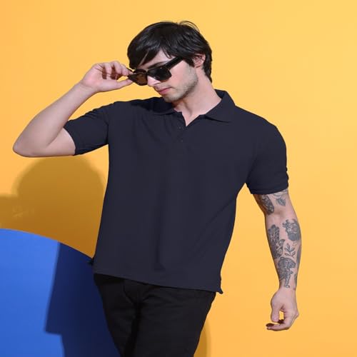 Image of Men's Polo T-Shirt Cotton Casual Comfortable Relaxed Fit Regular Collar Neck Stylish Half Sleeves Daily Office Formal Wear T-Shirt for Men