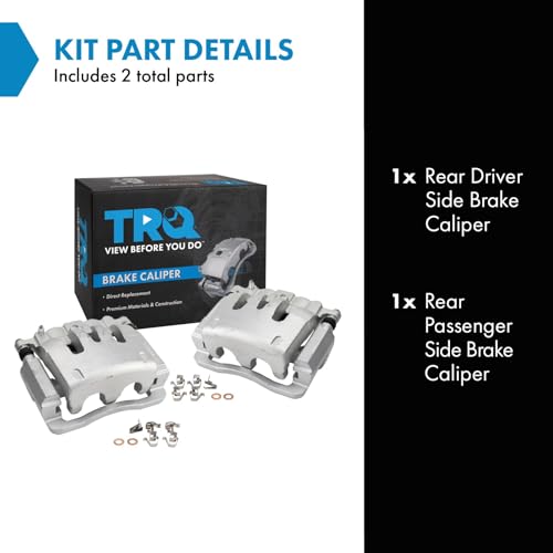 Image of TRQ Rear Brake Caliper Set Zinc Coated Brackets Hardware Compatible with 2005-2007 Ford F 250 Super Duty F 350 Super Duty