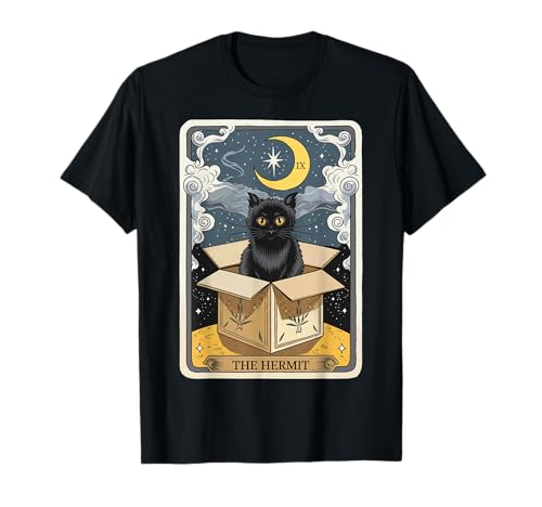The Hermit Tarot Card Cat In Box Mystic Funny Cat Esoteric Camiseta