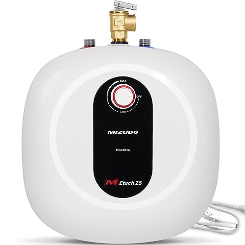 MIZUDO Mini Tank Water Heater - 2.5 Gallon Under Sink Electric Small Water Heater - 110 120V Point of Use Water Heater Wall or Floor Mounted - Easy to Install MIZUDO Mini Tank Water Heater - 2.5 Gallon Under Sink Electric Small Water Heater - 110 120V Point of Use Water Heater Wall or Floor Mounted - Easy to Install