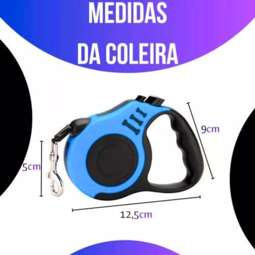 Guia Retrátil Coleira Passeio Livre Para Cães/Cachorro Até 15 Kg 5m Passeio Pet Qualidade Premium (V