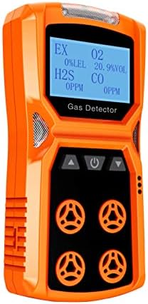 Gas Detector, CHNADKS 4 Gas Monitor H2S,O2,CO and LEL Multiple Indicator with Vibration, Audible, Visual 4 Gas Monitor Personal Rechargeable Gas Sniffer Alarm with LCD