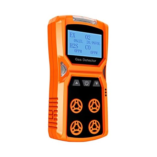 Gas Detector, CHNADKS 4 Gas Monitor H2S,O2,CO and LEL Multiple Indicator with Vibration, Audible, Visual 4 Gas Monitor Personal Rechargeable Gas Sniffer Alarm with LCD