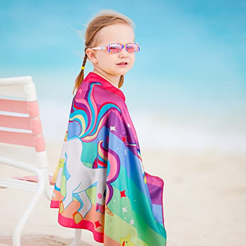 Hosuly 4 Pcs Beach Towel For Kids 60'' X 30'' Large Bath Towels Pool Towels Absorbent Quick Dry Microfiber Baby Toddler Beach Towel Cute Swim Travel Picnic Camping Towel For Boys Girls (Cake) #TOP3