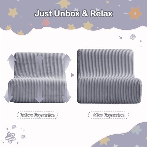 DAICO Toddler Bean Bag Chair Grey Kids Reading Sofa Couch 1-3 Years Old by DAICO - Image 6