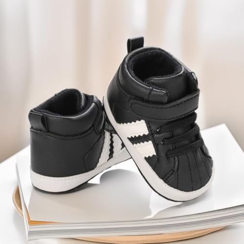 Image of CENCIRILY Baby Boys Girls High Top Sneakers Soft Soles Anti Skid Infant Ankle Shoes Toddler Prewalker First Walking Crib Shoes