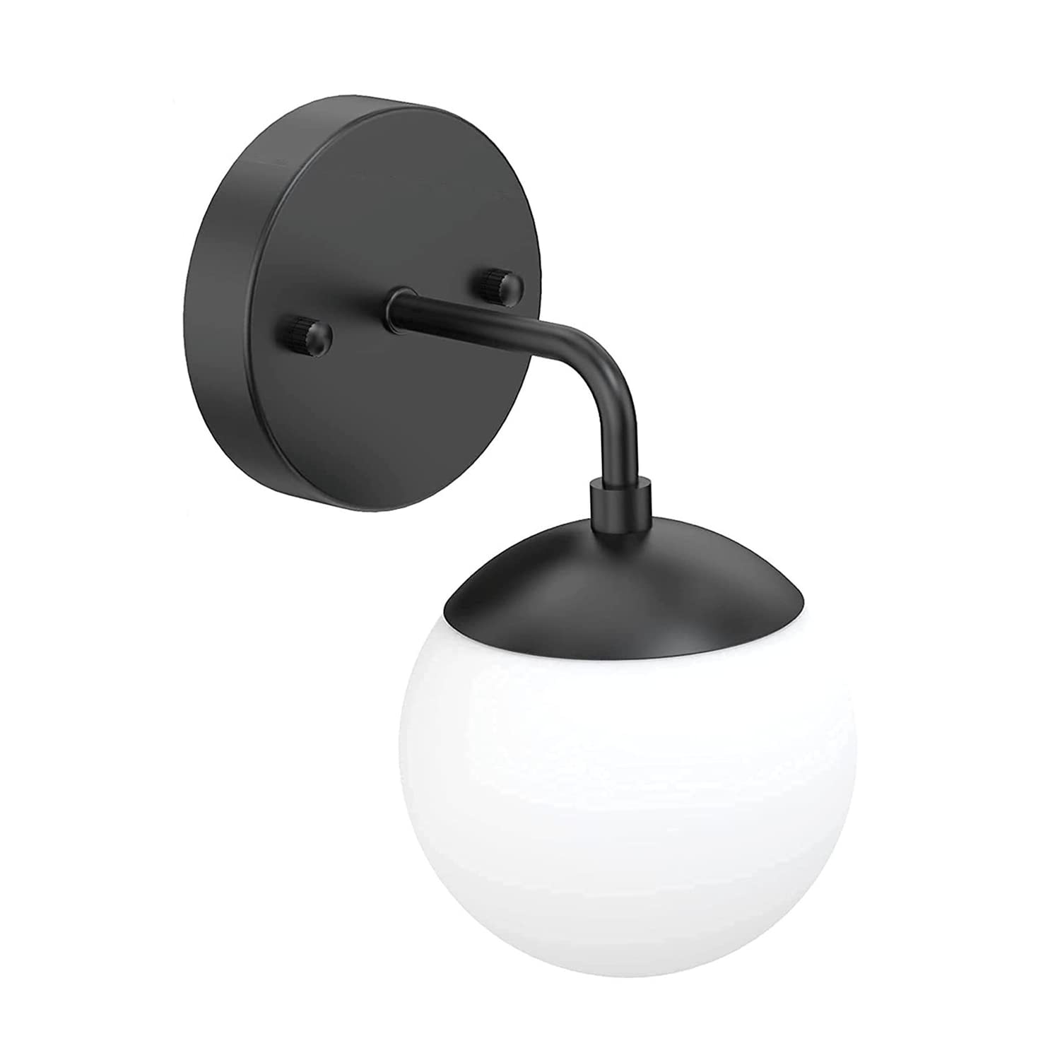VDOQTLJT Globe Wall Light Metal Industrial Sconce with Black Finish E27 Base Retro Glass Ball Lamp V-intage Iron Lighting Fixtures Compatible with Bedroom Headboard Hallway Sconc