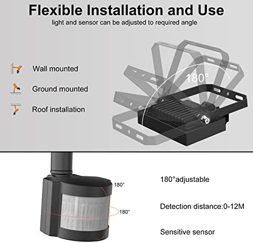 Security Lights with Motion Sensor 15W 1200LM Energy-Saving PIR Floodlights 6500K Outdoor Led Wall Light IP66 Waterproof Outside Lights Mains Powered Perfect for Garden Porch Courtyard Garage 2 Pack