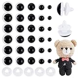 AHANDMAKER 60 Stück Große Sicherheitsaugen In 5 Größen Schwarze Sicherheitshäkelaugen Aus Kunststoff Zum Basteln 9mm Bis 21mm Große Stofftierpuppenaugen Für Die Herstellung
