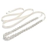 SWEETV Rhinestone Bridal Belt Bridesmaid Sash Crystal Wedding Belt for Dress Evening Gown,Silver