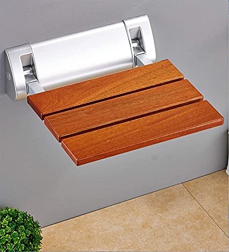 Taburete de pared plegable para ducha con pasamanos de madera antideslizante para baño 4