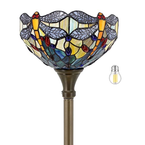 WERFACTORY Dragonfly Stained Glass Tiffany Floor Lamp #TOP14