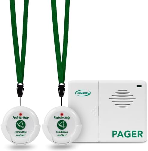 Smart Caregiver Pager System with 2 Call Buttons for Elderly Assi...
