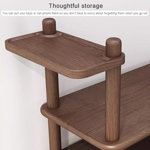 Banc à chaussures d'entrée marron et meuble de rangement en bois