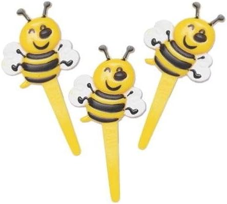 Bakery Crafts Bumble Bee - Palillos para cupcakes, paquete de 12